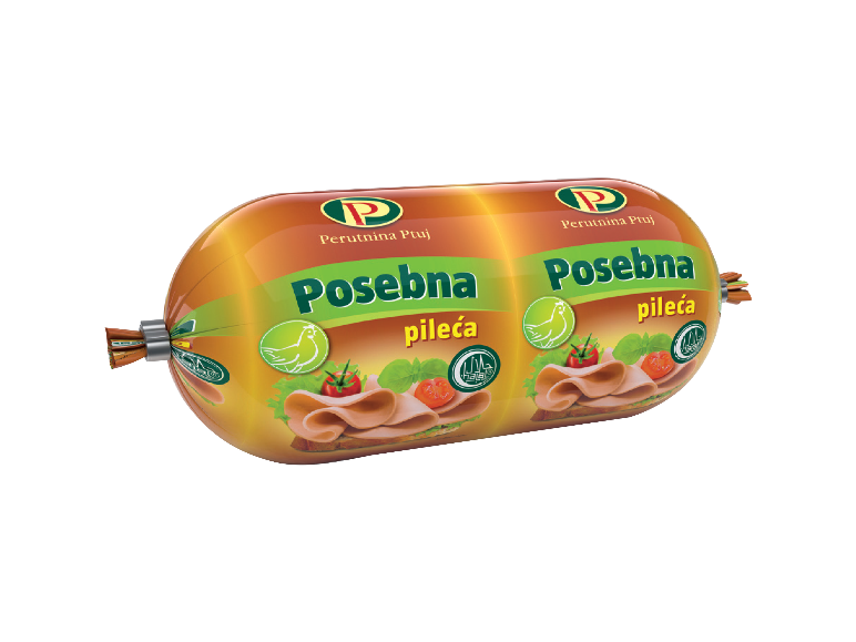Posebna pileća kobasica u plastičnom omotu.