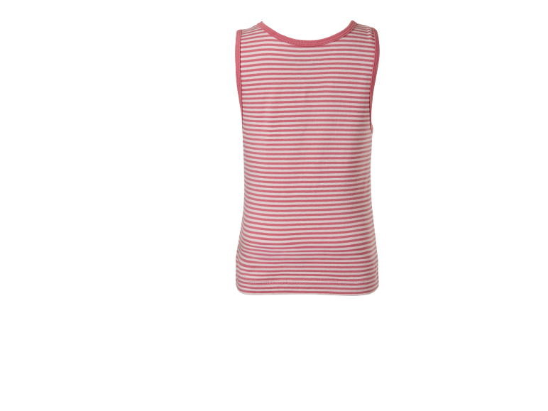 Dečija majica na pruge roze i bele boje, pogled otpozadi.