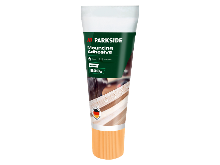 Beli montažni lepak 240g za unutrašnju upotrebu, niskog mirisa, proizveden u Nemačkoj.