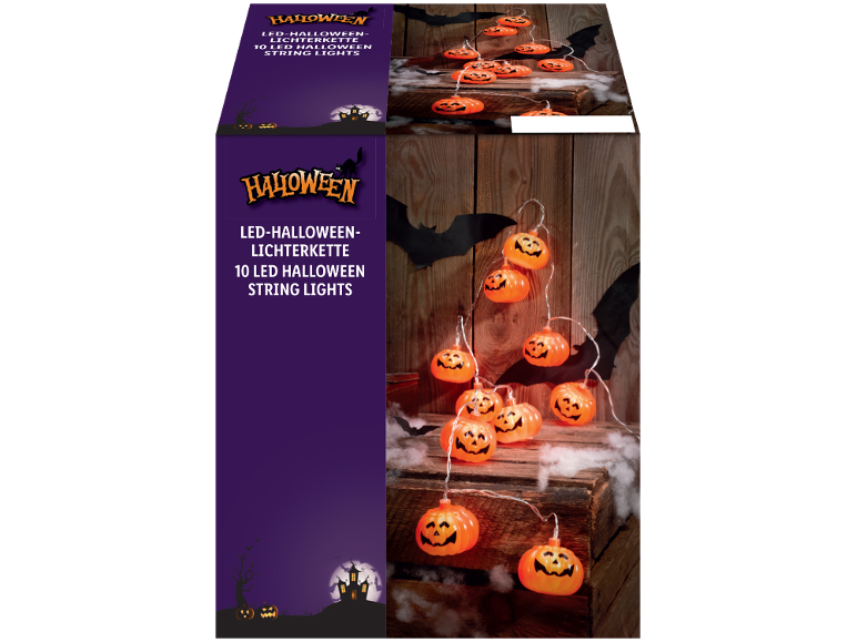 LIVARNO home Halloween LED svetleći lanac sa 10 lampica u obliku bundeve