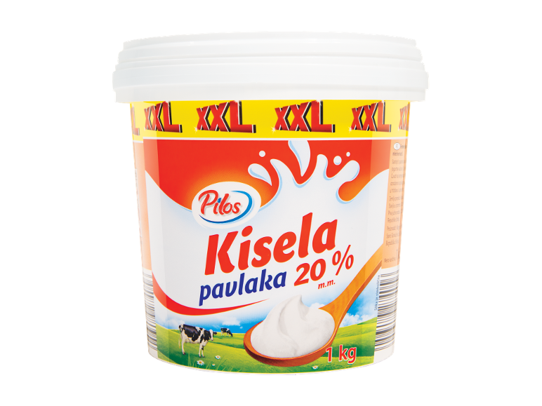 XXL pakovanje kisele pavlake sa 20% m.m., 1 kg, sa kravama na pašnjaku.