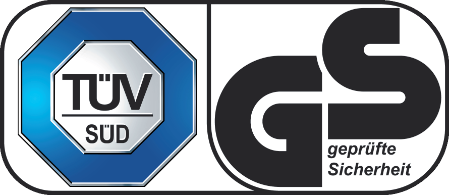 TÜV SÜD i GS (Geprüfte Sicherheit) bezbednosni pečat.