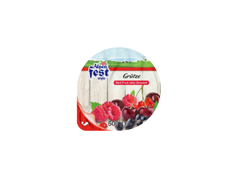Desert od crvenog voćnog želea sa malinama, trešnjama i crnom ribizlom, 500g.
