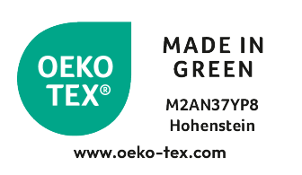 Zeleni OEKO-TEX® sertifikacioni pečat sa brojem M2AN37YP8 Hohenstein