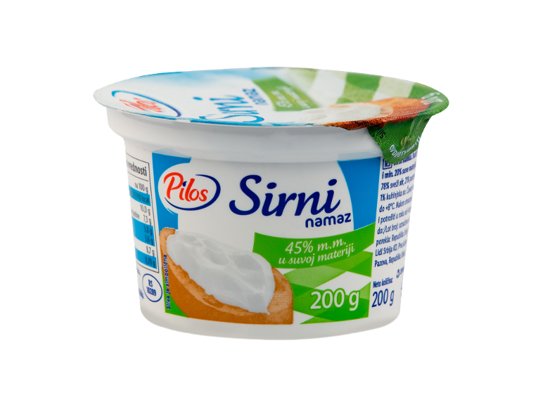 Beli krem sir u pakovanju od 200g, 45% mlečne masti u suvoj materiji.