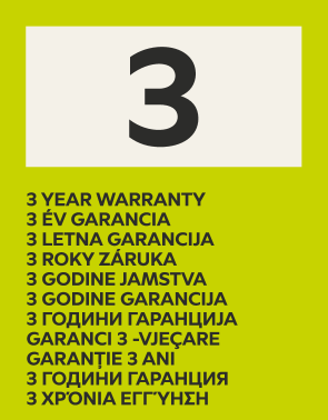 Pečat 3-godišnje garancije na više jezika.
