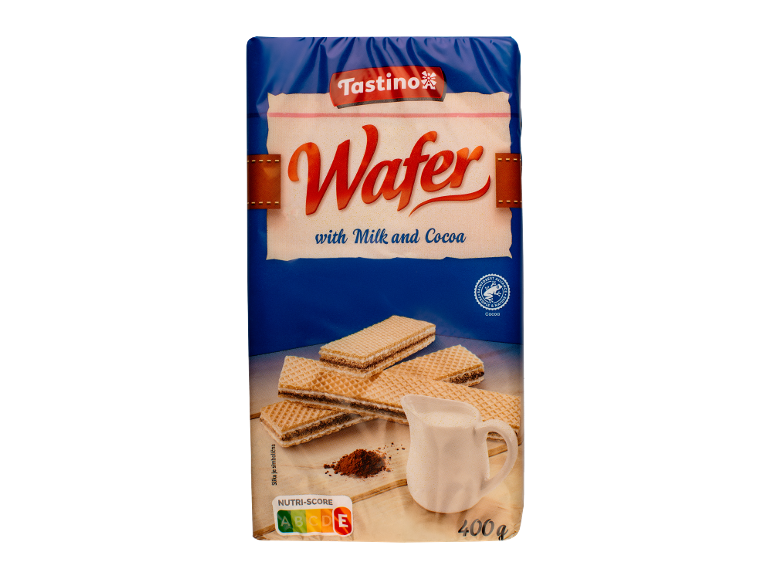 Tastino Wafer sa mlekom i kakaom, 400g, sa Nutri-Score A-E.