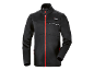 Crna softshell jakna sa crvenim rajsferšlusom i belim detaljima.