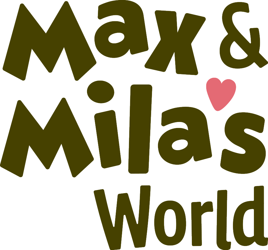 Лого Max & Mila's World са ружичастим срцем.