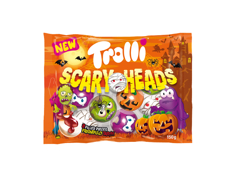 Trolli Scary Heads gumene bombone u pakovanju od 150g sa motivom Noći veštica.