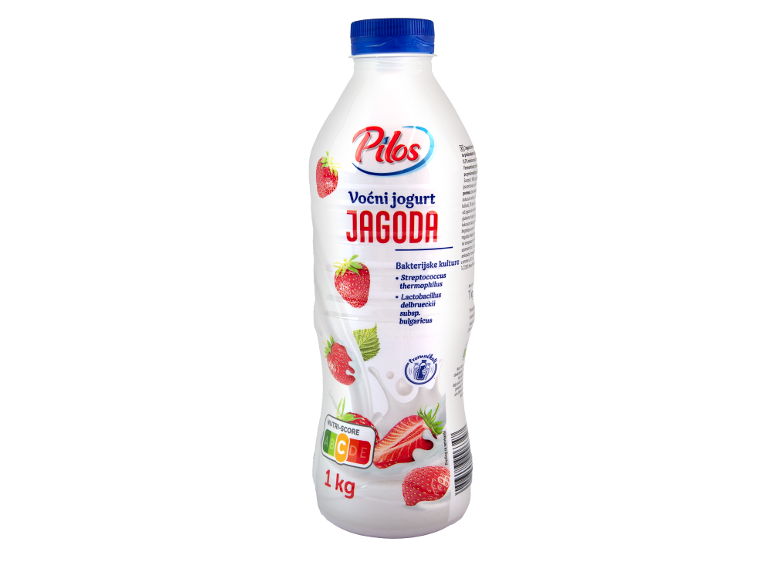 Boca jogurta od jagode sa Nutri-Score C i 1 kg.