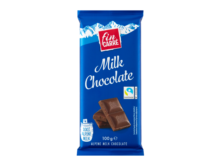 Mlečna čokolada sa 100% alpskim mlekom, 100g, Fairtrade kakao.