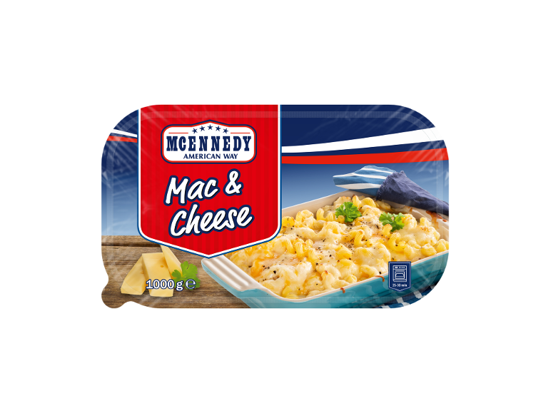 Pakovanje Mac & Cheese sa jelom makarona sa sirom i rendanim sirom.