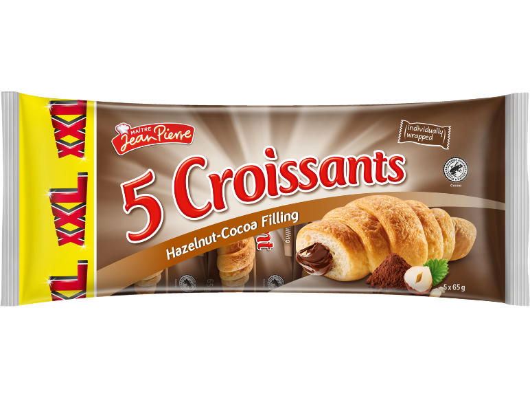 5 kroasana sa filom od lešnika i kakaa, pojedinačno upakovanih