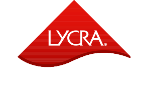 Црвени троугласти печат са текстом LYCRA.