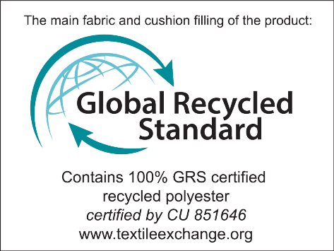 Oznaka: Global Recycled Standard, 100% reciklirani poliester sertifikovan od CU 851646.
