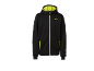 Crna softshell jakna sa neonsko žutim rajsferšlusima i postavom kapuljače