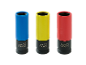 Set od tri obojena nasadna ključa: plavi 17 mm, žuti 19 mm, crveni 21 mm.