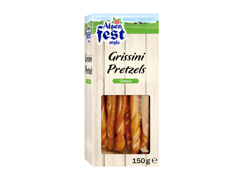Pakovanje grisinija i pereca u alpskom stilu, klasičan ukus, 150g.