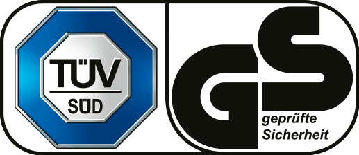 Сертификациони печат: TÜV SÜD и GS geprüfte Sicherheit.