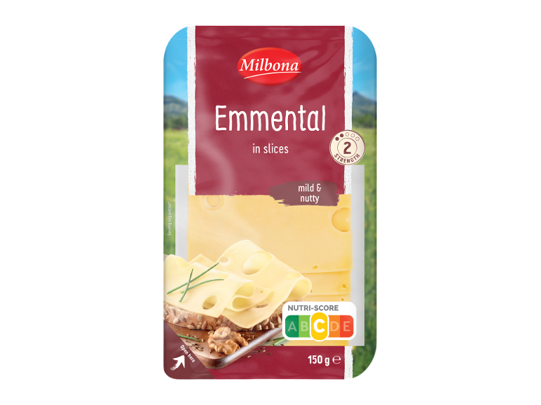 Pakovanje sečenog ementalera, blagog i orašastog ukusa, sa Nutri-Score C.