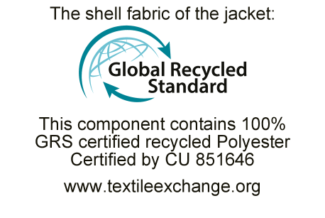 Spoljna tkanina jakne: Global Recycled Standard. Sadrži 100% GRS sertifikovanog recikliranog poliestera, sertifikovano od CU 851646. www.textileexchange.org