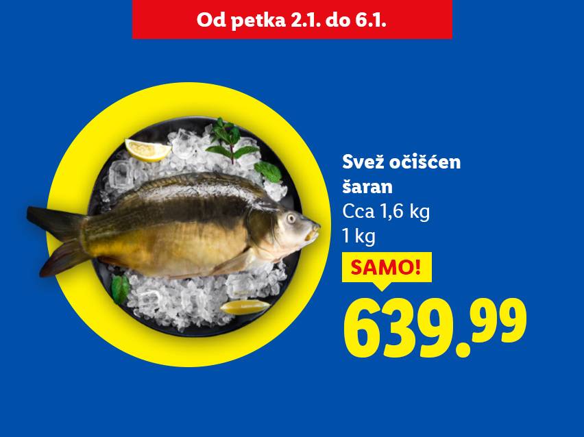 Svež očišćen šaran na ledu, cena 639.99, akcija od 2.1. do 6.1.