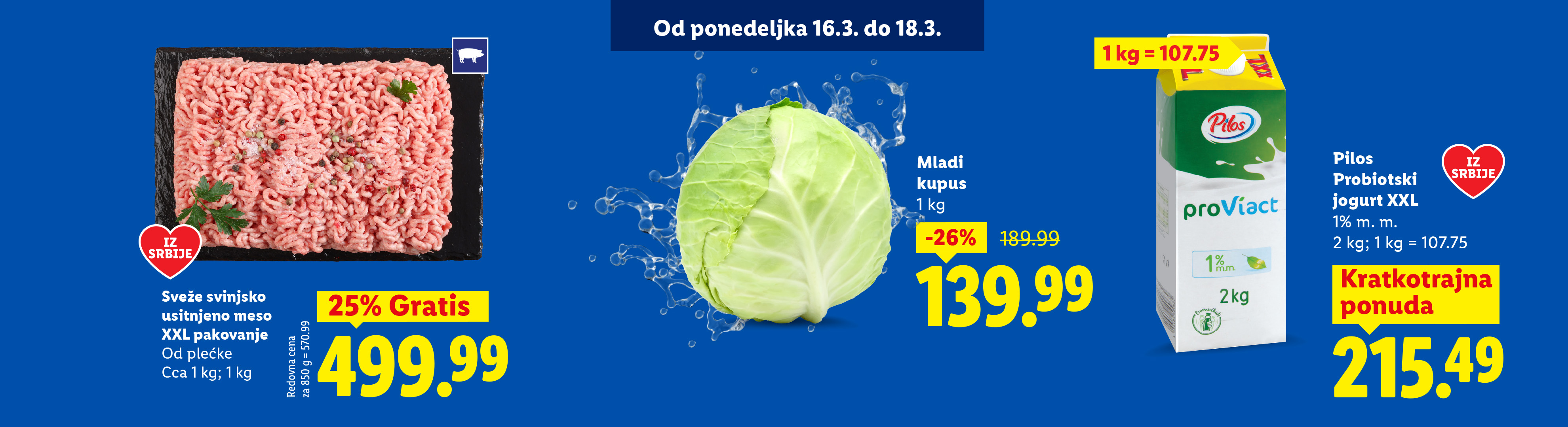 Mleveno meso, mladi kupus i probiotski jogurt na akciji od ponedeljka 16.3. do 18.3.
