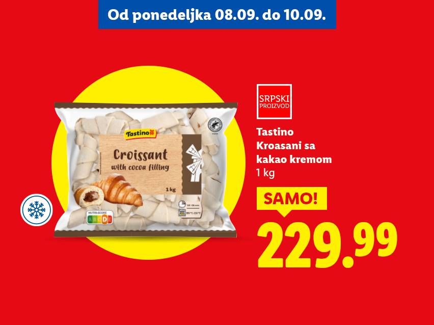 Tastino kroasani sa kakao kremom, 1 kg, na akciji.
