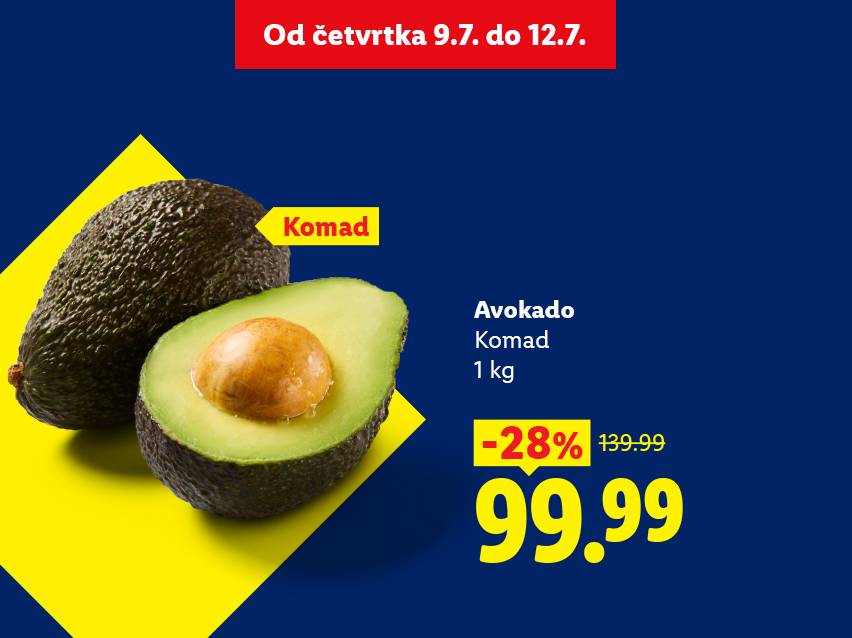 Akcija avokada: -28% popusta, sada 99.99, važi od četvrtka 9.7. do 12.7.
