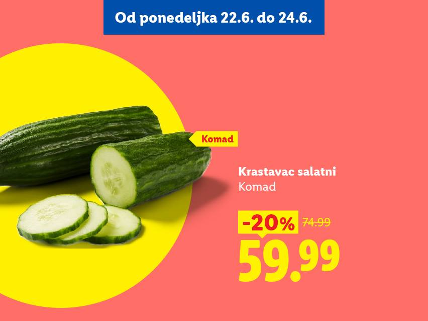 Akcija krastavaca od 22. do 24. juna, sa popustom od 20% i cenom od 59.99.