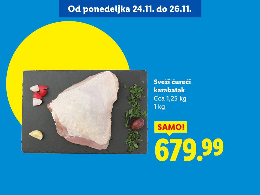 Sveži ćureći karabatak za 679.99, ponuda od 24.11. do 26.11.