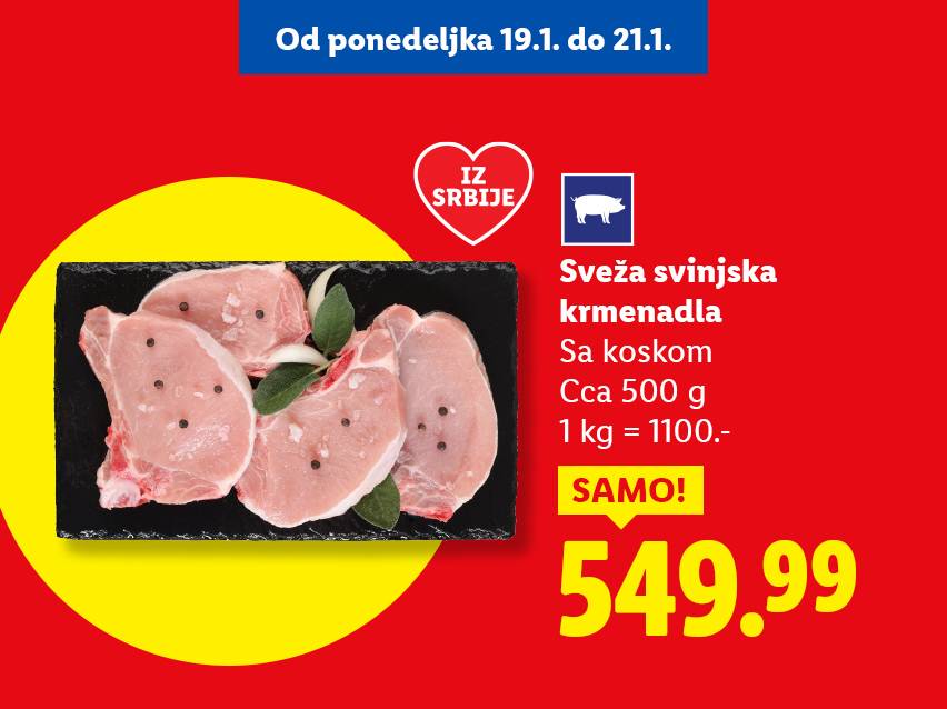 Sveža svinjska krmenadla sa koskom, 500g, po ceni od 549.99 dinara.