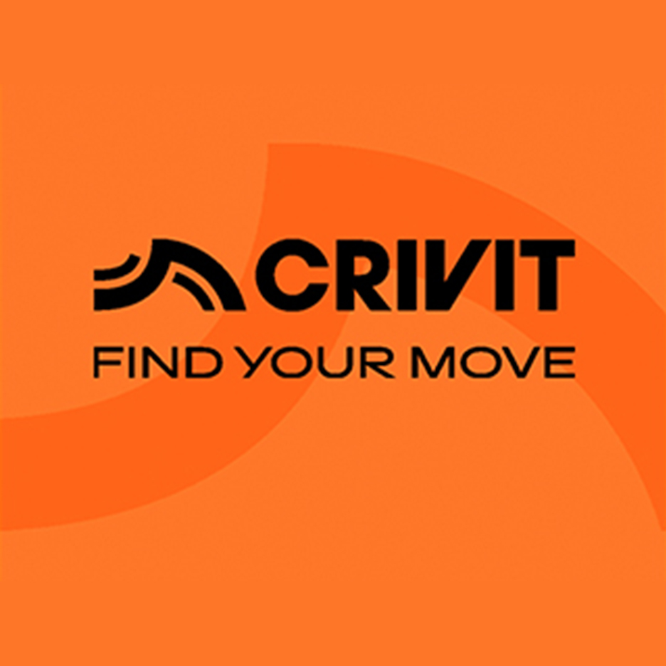 Logo za sportsku opremu sa tekstom 'FIND YOUR MOVE' na narandžastoj pozadini.