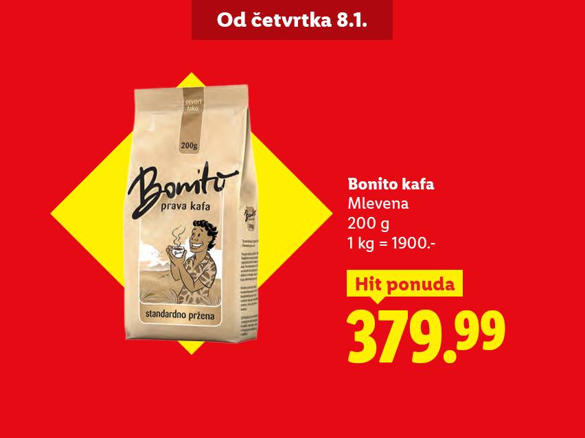 Bonito mlevena kafa 200g za 379.99, ponuda od četvrtka 8.1.