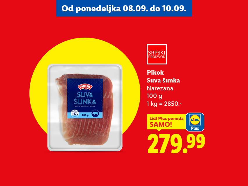 Pikok suva šunka, narezana, 100 g, po ceni od 279.99.