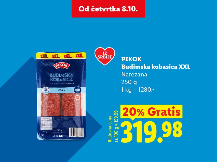 Narezana budimska kobasica u pakovanju od 250 g na akciji od četvrtka 8.10.