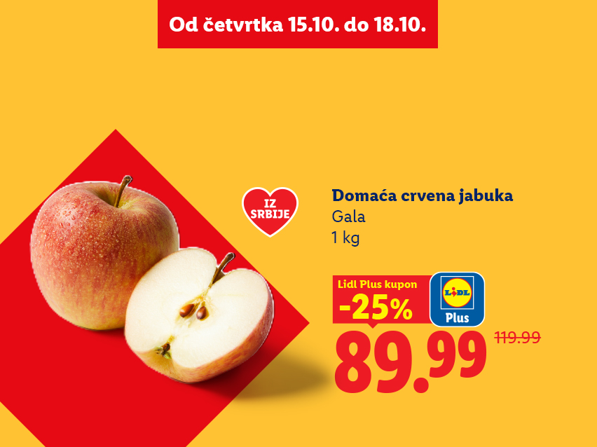 Domaća crvena jabuka Gala na akciji od 15.10. do 18.10.