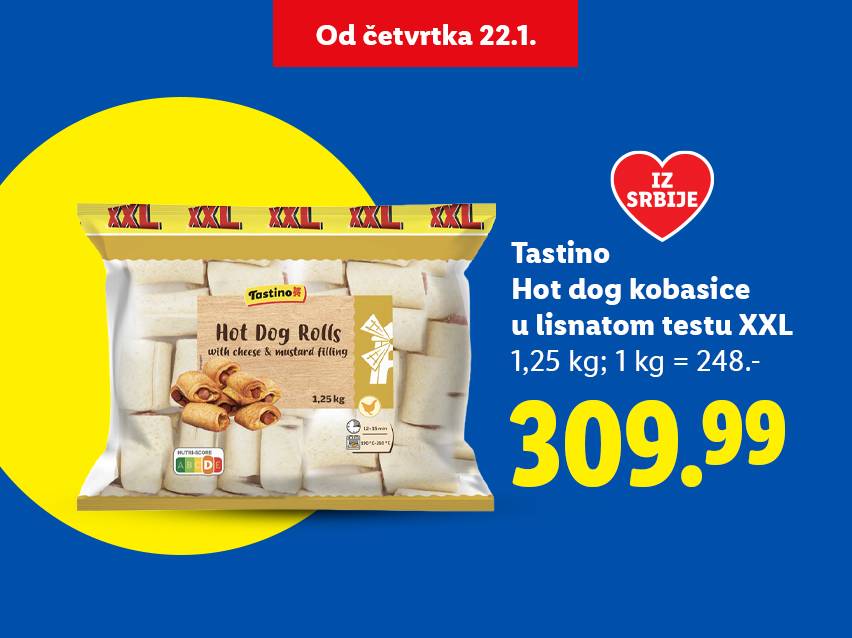Pakovanje XXL hot dog rolnica sa sirom i senfom, 1,25 kg, po ceni od 309.99.