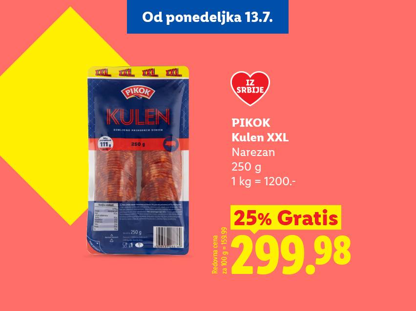 Pakovanje narezanog kulena od 250g, sa popustom od 25% i cenom od 299.98.