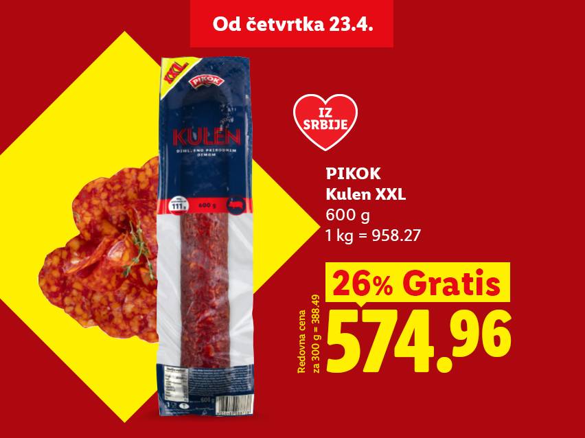 Pakovanje Kulena XXL od 600g sa 26% gratis, po ceni od 574.96 dinara, dostupno od četvrtka 23.4.