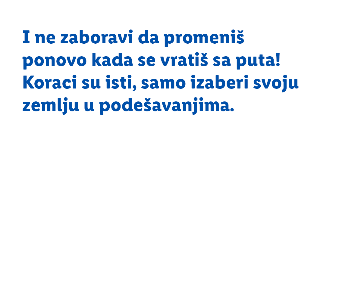 Текст о промени подешавања земље.
