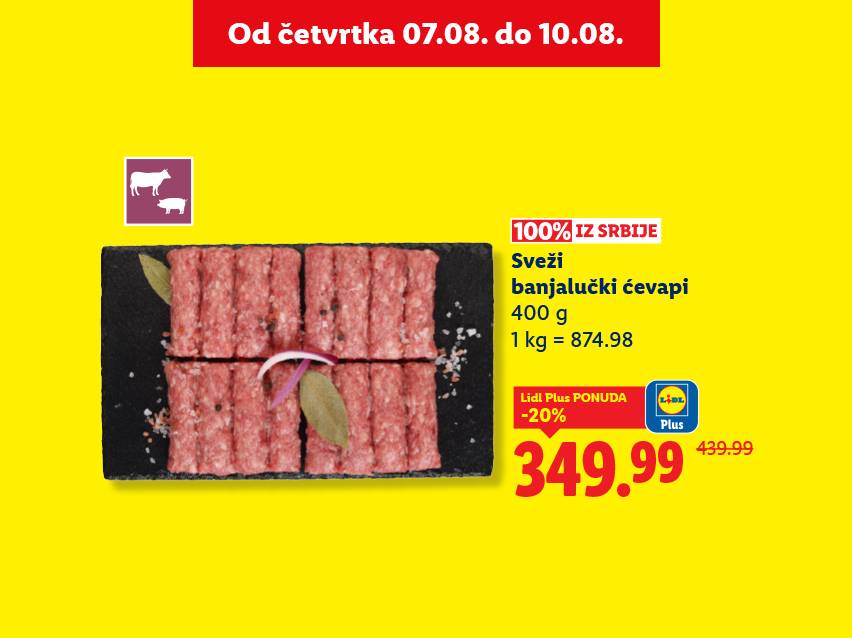 Pakovanje svežih banjalučkih ćevapa sa popustom u Lidlu.
