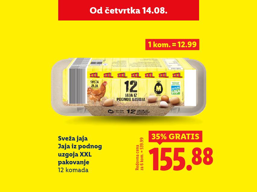 Pakovanje od 12 XXL jaja iz podnog uzgoja sa popustom.