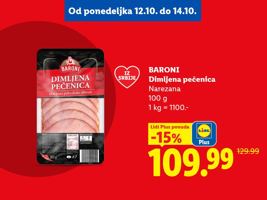 Narezana dimljena pečenica na akciji od 12.10. do 14.10.