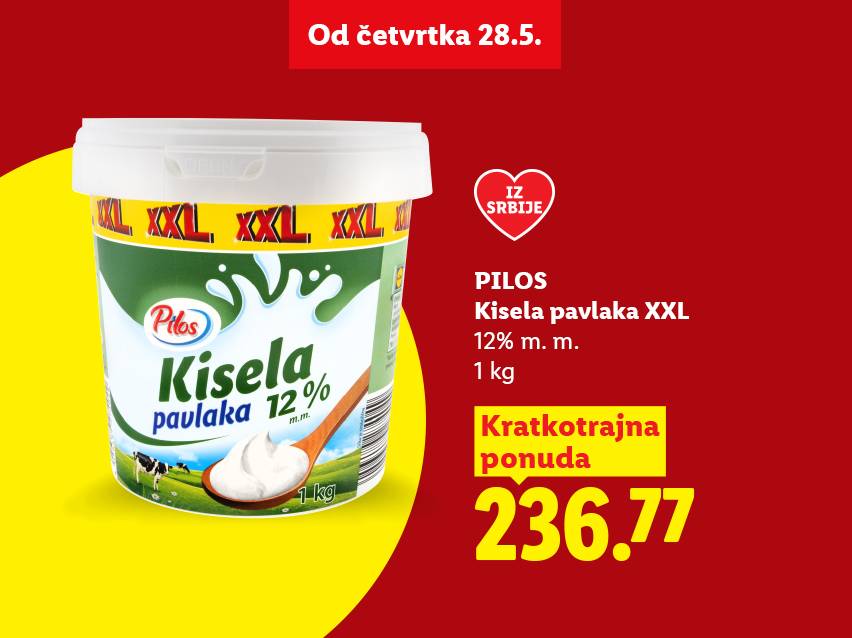 Pakovanje pavlake XXL od 1 kg sa 12% mlečne masti, cena 236.77.