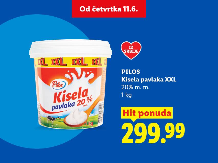 Reklama za pavlaku XXL 20% m.m. od 1 kg, po ceni od 299.99 dinara, dostupna od četvrtka 11.6.