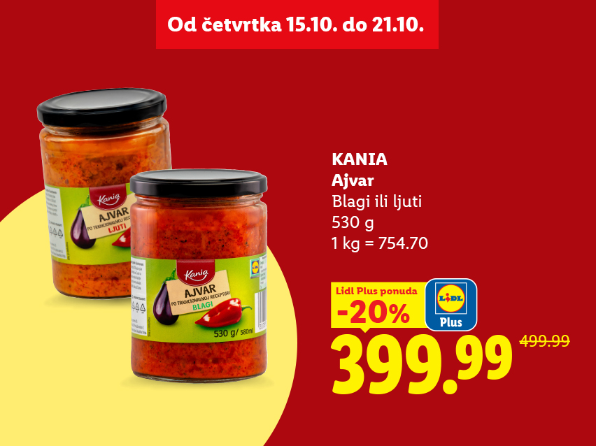Blagi i ljuti ajvar u teglicama na akcijskoj ponudi.
