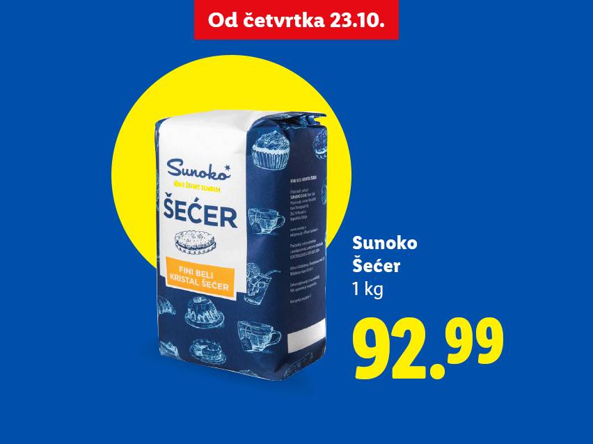 Sunoko šećer 1 kg za 92.99, ponuda važi od četvrtka 23.10.
