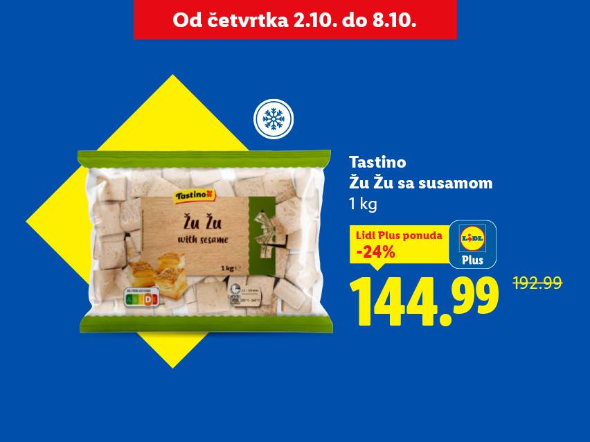 Tastino Žu Žu sa susamom, 1 kg, na akciji u Lidlu.